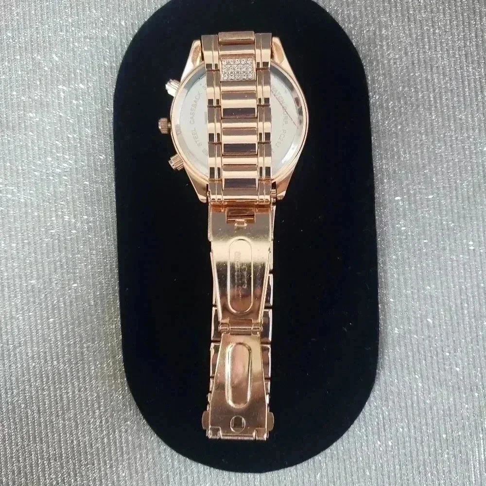 BEBE Rose Gold Rhinestone Embellished Watch - Picture 2 of 3